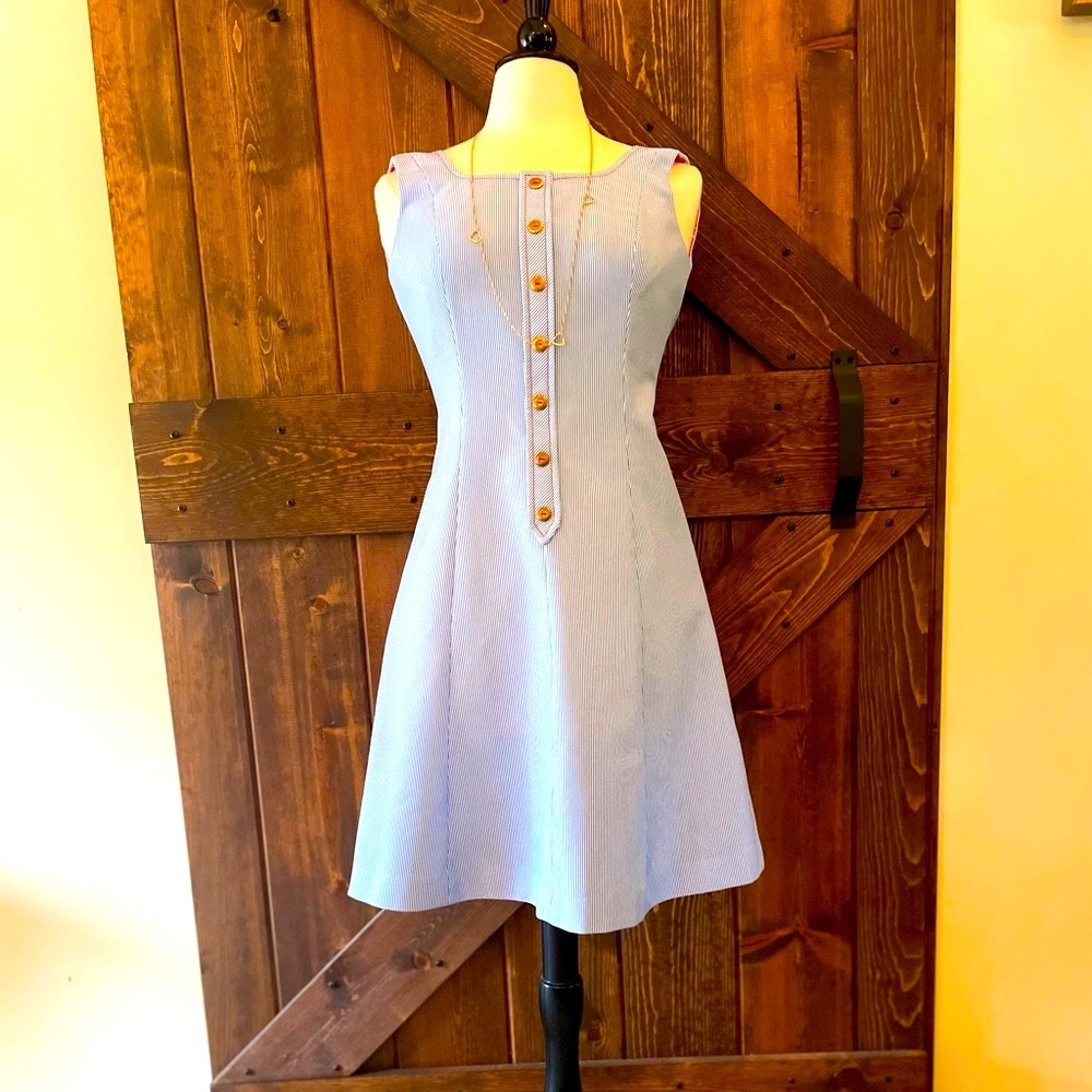 ⚓️Adorable blue striped vintage dress w/brass button front⚓️